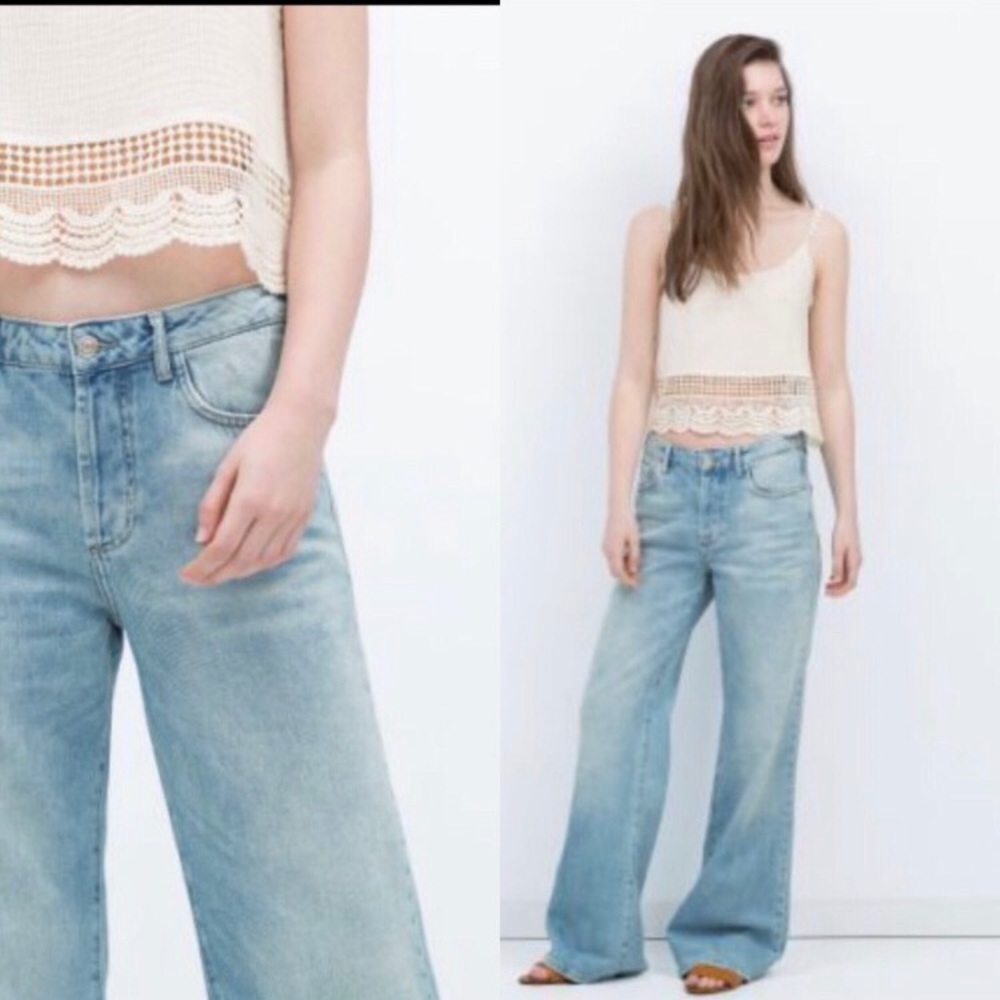 Zara Light Blue Wide Leg Pants